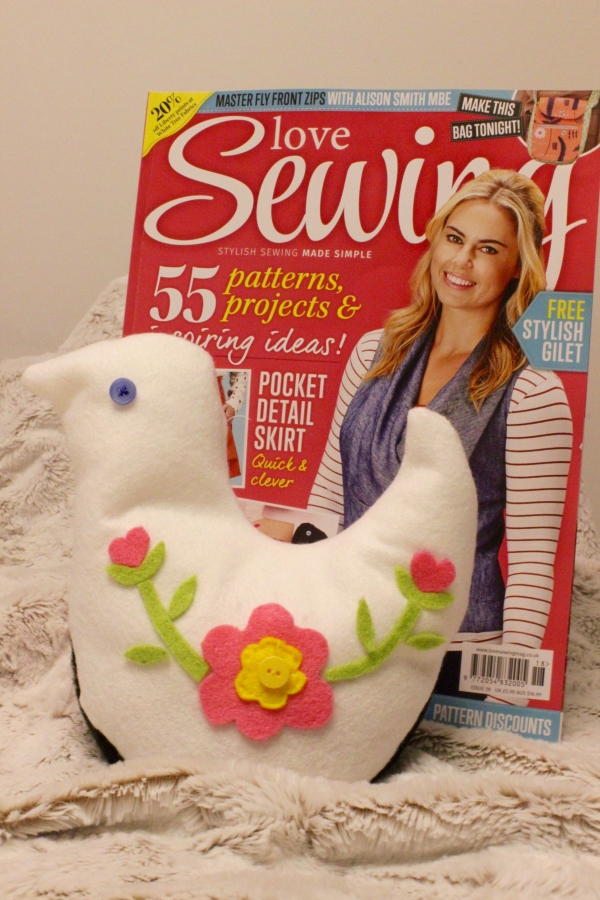 bird bookend love sewing