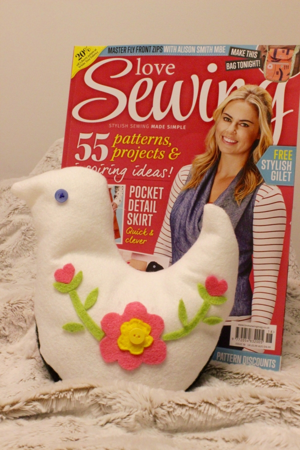 bird bookend love sewing