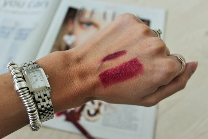 Grazia Swatches of Wine Coloured Lip Products
