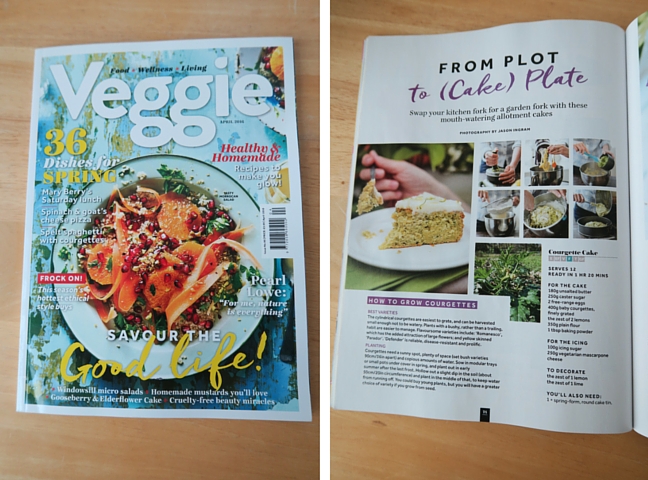 The cover of Veggie magazine and a recipe inside
