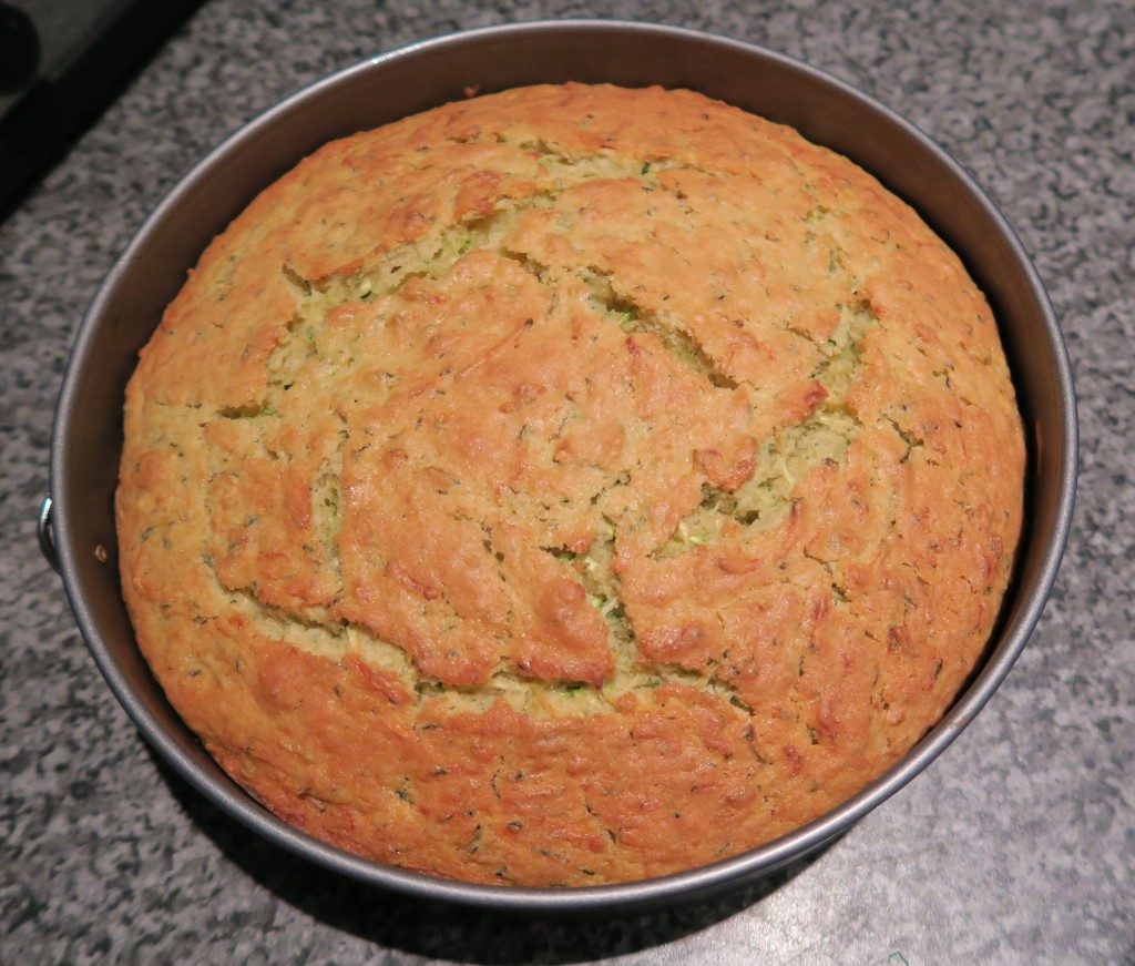 The courgette cake fresh from the oven
