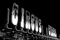 Black and white photograph of sign