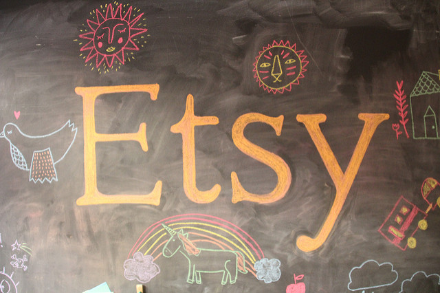 Etsy written on a chalk board