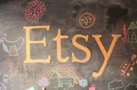 Etsy written on a chalk board